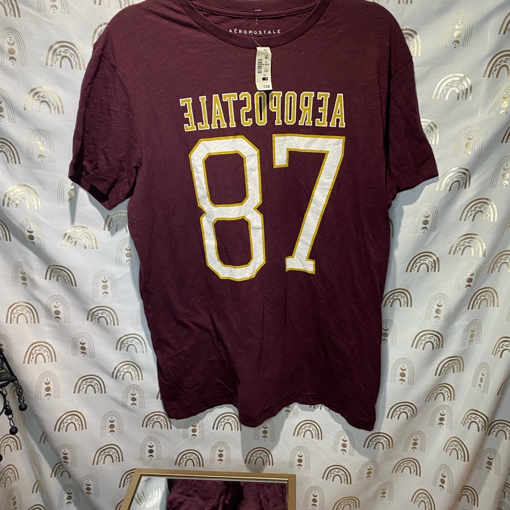 NWT Aeropostale Brown and Yellow Short Sleeve Tee